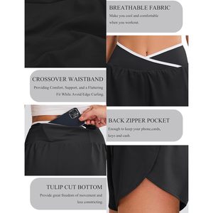FOXA Pantalones cortos deportivos para mujer, de cintura alta, de secado rápido, para correr, con bolsillo con cremallera - Product Image 5