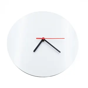 Venta al por mayor imprimible personalizado ronda 20cm de madera de MDF en blanco sublimación de reloj de pared de cara