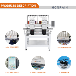 Honrain เครื่องปักลายคอมพิวเตอร์2หัว9เข็ม400*300มม. สำหรับหมวกแก๊ปเสื้อมีฮู้ด - Product Image 3