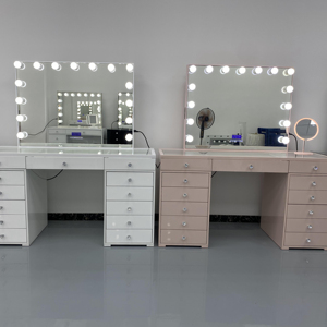 DISPONIBILE NEL MAGAZZINO USA: Graziosa Toeletta Rosa con 13 Cassetti e Molteplici Spazi di Archiviazione, Adatta per Soggiorno e Camera da Letto - Product Image 2