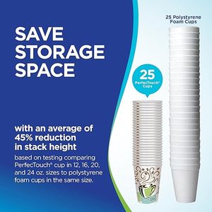 12oz Paper Coffee <b>Cups</b> with Coffee <b>Cup</b> Swirls and Beans Design <b>Disposable</b> Single Wall Hot Drink 500 Count - Product Image 2