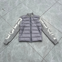 Veste d'hiver en coton matelassée pour homme, style streetwear, personnalisable OEM, avec manches en jacquard tricoté, fermeture éclair, broderie, blocs de couleur et patchwork, manteau en duvet