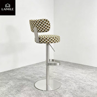 Tabouret de bar pivotant à motif moderne, réglable en hauteur, avec cadre en métal chromé et dossier, pour cuisine, bar, hôtel, projet