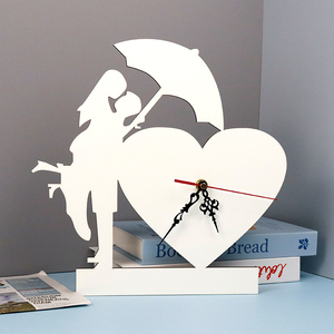 Персонализированные заготовки для сублимации из МДФ: белые настольные часы с фоторамкой и аксессуарами для часов - Product Image 3