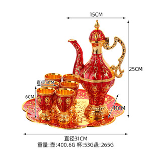 ชุดไวน์วินเทจหรูหราสไตล์ไลท์ลักชัวรี่, ชุดขวดเหล้าโลหะสำหรับงานแต่งงาน, ชุดแก้วไวน์สไตล์ยุโรปตกแต่งแบบแปดชิ้น - Product Image 1