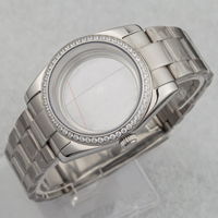 Kit Casing Jam Tangan Stainless Steel 36mm Dengan Bezel Berlian, Gelang Jubilee Emas, Tahan Air dan Bernapas