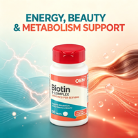 OEM Biotine B Complex 10000 mcg par Portion, 100 Comprimés, Complément Alimentaire pour l'Énergie et la Beauté