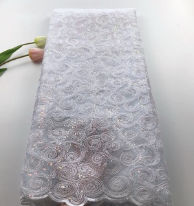 Hochwertiger blauer französischer Spitzens toff Afrikanischer französischer Tüll spitzens toff mit Pailletten - Product Image 2