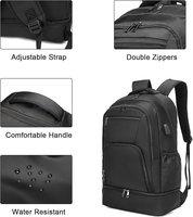Sac à dos de sport d'extérieur léger pour hommes, sac de sport imperméable avec fonction de charge USB, sac de voyage avec compartiment à chaussures