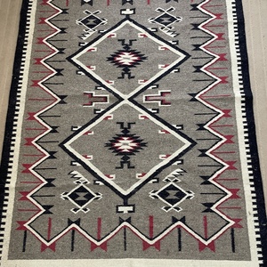 Geometric Kilim Area Rug Flat Weave Wool Rectangle Non Slip Wool Backing Eco Friendly Reversible Living <b>Room</b> Home Decor Gray Red - Product Image 3