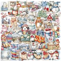 50 pegatinas impermeables de invierno con diseño de dibujos animados para mascotas, decoración DIY para fundas de teléfono, cuadernos y vasos.