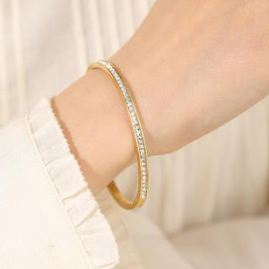 <span class=keywords><strong>Bracelet</strong></span> en zircon cristal, bijoux, non ternissant, pour femmes, en acier inoxydable, plaqué or 18 carats, <span class=keywords><strong>bracelet</strong></span>, design mixte, <span class=keywords><strong>lot</strong></span> en stock - Product Image 5