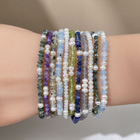 69 Jenis Gelang Manik-manik Batu Permata Alami 3mm untuk Wanita dengan Mutiara Air Tawar, Batu Energi, Hadiah Ulang Tahun