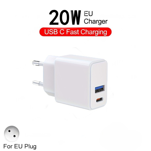 PD 3.0 20W Universal A+C Port Fireproof USB Wall Charger Adapter with Fast Charging for Mobile Phones & Smart Watches