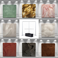 Stand d'exposition en tissu tendu marbre noir et blanc, toile de fond personnalisée avec logo, présentoir portable pour événements, mur en aluminium