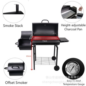 Double Sided Charcoal Grill 76x36.5x120cm With Trolley For Outdoor Camping Barbecue Smoker Function - Product Image 5