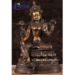 Estatua de bronce de diseño personalizado para decoración del hogar, estatua de Buda, Buda, Tara Verde, latón