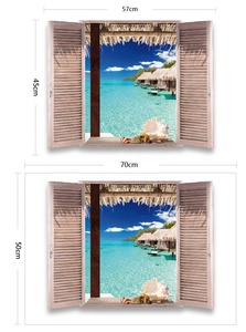 Pegatinas de <span class=keywords><strong>pared</strong></span> de vinilo de PVC del fabricante, calcomanía de ventana de paisaje <span class=keywords><strong>3D</strong></span>, calcomanías de decoración de <span class=keywords><strong>pared</strong></span> impresas UV - Product Image 2