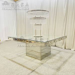 Meubles <span class=keywords><strong>de</strong></span> mariage bon marché, table <span class=keywords><strong>de</strong></span> mariage carrée en verre argenté pour <span class=keywords><strong>location</strong></span> d'événements - Product Image 2