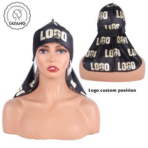 Designs de luxe Graphique Avec Nuages Imprimé Dorag Velvet Logo Personnalisé Queue Courte Boucle Satin Durags pour Hommes - Product Image 2