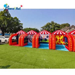 Nuovo Design Gonfiabile 5 in 1 Giochi da Luna Park con Calcio Pallacanestro Rugby Lancio della Palla e Porta da Gioco per Bambini - Product Image 2