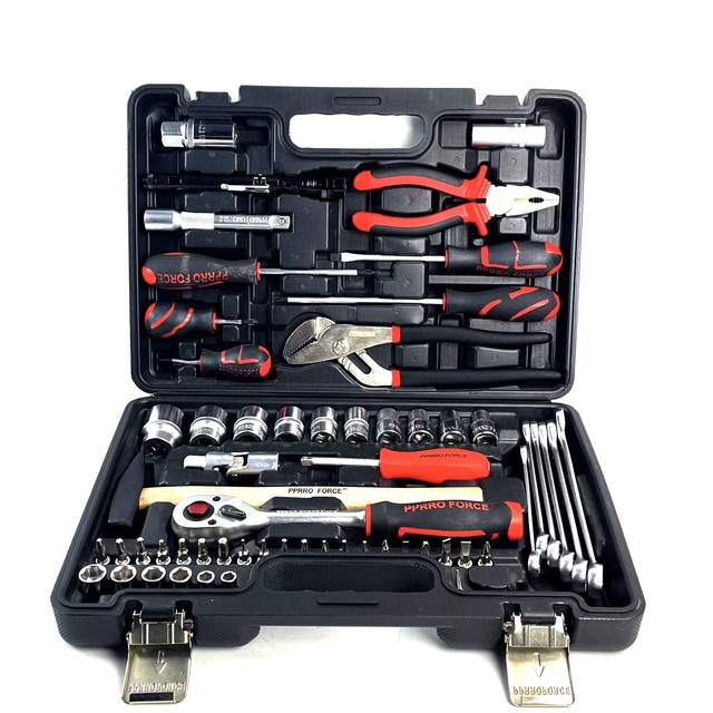 59+1 Pcs Multifunction Plastic Case Carbon Steel Tool Socket Wrench House Hand Tools Kit Set