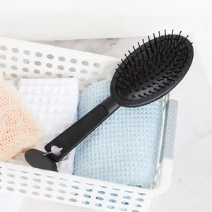Gloway Oem Professional Hair Styling Tools Salon Plastic Detangle Cushion Hairbrush Logo Black Detangling Hair Brush For Curly