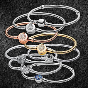 Pulsera <span class=keywords><strong>de</strong></span> Plata 925 Original al Por Mayor con Cuentas <span class=keywords><strong>de</strong></span> Abalorios DIY para Pulsera, Pulsera Estilo <span class=keywords><strong>Serpiente</strong></span> <span class=keywords><strong>de</strong></span> Plata 925, Pulseras Originales <span class=keywords><strong>de</strong></span> Plata - Product Image 2