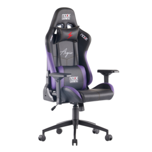 Silla de Juego Ergonómica 4D Personalizada al por Mayor, Reposabrazos 4D, Estructura de Metal, Reposacabezas Reclinable, Almohada Lumbar, Negro y Morado - Product Image 1