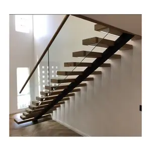 diy浮动楼梯预制木质楼梯，带金属楼梯纵梁楼梯设计