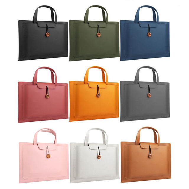 High Quality Custom Logo Leather Briefcase 13 15.6inch Mac Book Computer Pu Leather Laptop Bag for Storage Notebook Mobile Phone