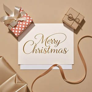 Carte de Vœux Pliable Décorative de Noël en Feuille d'Or Faite Main, Personnalisée, Estampage à Chaud, pour Remerciements, Anniversaires, Diplômes et Fêtes - Product Image 2