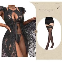 Sexy encaje de tres puntos Lencería erótica transparente tentación traje erótico