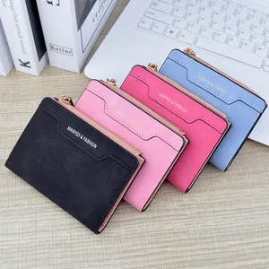Customized PU Leather Case Leather Coin Holder Ultra Thin Compact Multi Card Holder Wallet for ladies