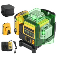 Niveau laser vert 4D 360° à 12 lignes de qualité industrielle/DIY, auto-nivelant, portable, avec sac en toile, pour utilisation intérieure/extérieure