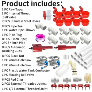 Nuevo sistema de alimentación completo superventas transfronterizo: bebedero automático de niple <span class=keywords><strong>para</strong></span> pollos con copa de agua y conector en T de PVC - Product Image 2