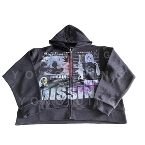<span class=keywords><strong>Felpa</strong></span> con Zip Personalizzata ODM in Poliestere/Cotone, Design Ricamato e Stampato Digitalmente, Vestibilità <span class=keywords><strong>Oversize</strong></span> per Giacca Invernale da Uomo - Product Image 2