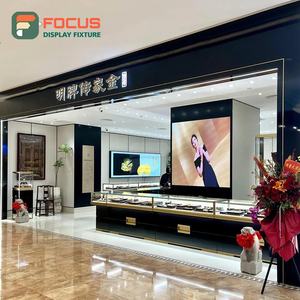 High End <b>Wooden</b> Jewelry Counter Glass Display Cabinet Luxury Modern LED Light Premium Jewellery Store Design - Product Image 4