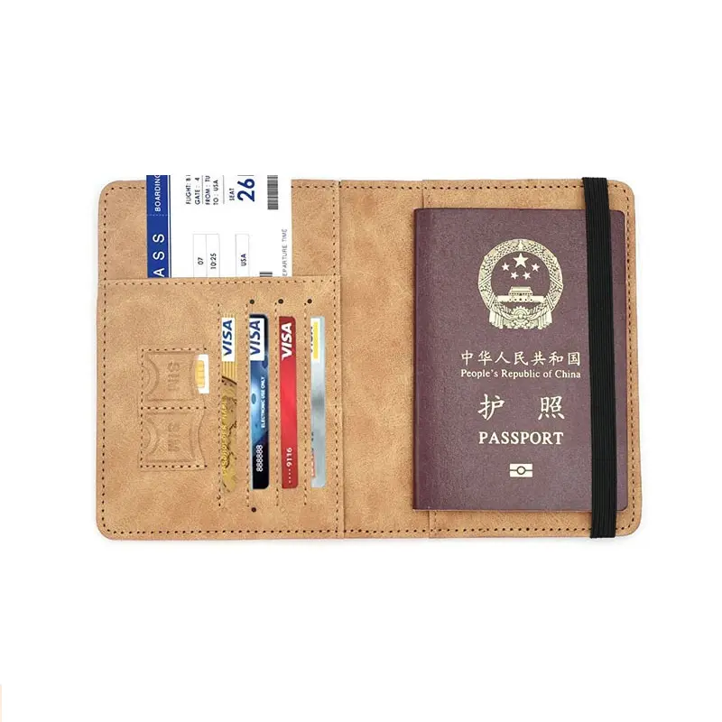 Spot PU leather strap passport bag, ticket holder, travel portable SIM card passport holder