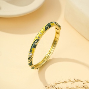 New Chinese-style Retro Crown Bracelet Enamel <b>Painting</b> Simple Style Jewelry Wholesale Oil-drip Alloy Bracelet for Women - Product Image 6