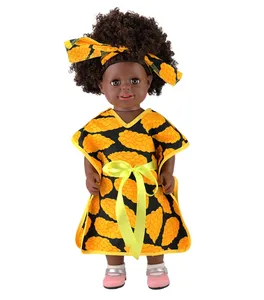 Children's toy doll Chinese manufacturer vinyl African dark coffee color black curly hair fashion doll