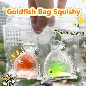 Sac transparent en forme de poisson rouge en TPR, jouet souple à presser - Jouet anti-stress à pincer pour les deux sexes à partir de 14 ans - Product Image 1