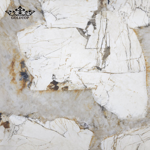 Plan de travail de cuisine d'hôtel en quartz imprimé blanc, pierre artificielle Goldtop 7017 Pandora PD, design moderne de luxe, grande dalle polie - Product Image 5