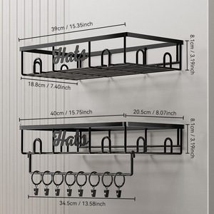 Wall Mounted Double Layer Hat <b>Rack</b> 39cm x 18.8cm Punch Free <b>Storage</b> Organizer <b>For</b> Hats And Accessories - Product Image 1