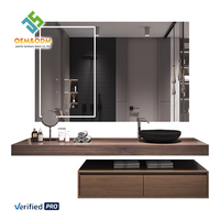 Ensemble de meubles de salle de bain en bois massif moderne OEM avec évier de table complet, robinet en cuivre, solutions de rangement