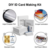 Feuille de carton imprimable par jet d'encre PVC |   Matériel pour cartes d'identité blanches pour la fabrication de cartes de membre, badges professionnels et cartes d'accès, kit d'essai 25+48+25