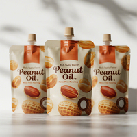 Pochette à bec verseur personnalisée en gros, écologique et recyclable pour huile d'arachide 200 ml, sac stand-up biodégradable pour liquides