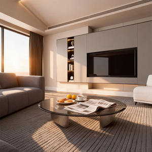 <span class=keywords><strong>Mesa</strong></span> de Centro Minimalista <span class=keywords><strong>Redonda</strong></span> de Vidrio Negro Transparente para Sala de Estar, Juego de <span class=keywords><strong>Mesa</strong></span> de Centro con Patas Plateadas, <span class=keywords><strong>Mesa</strong></span> de Centro Trípode - Product Image 4