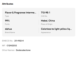 Delta-Dodecalactona Líquida Natural al 99% CAS 713-95-1, Intermedios para Aromatizantes de Alimentos y Perfumes Cosméticos - Product Image 6