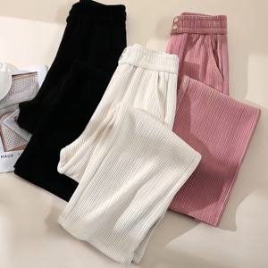 <span class=keywords><strong>Pantaloni</strong></span> invernali a gamba larga lunghi <span class=keywords><strong>pantaloni</strong></span> a vita alta con doppi bottoni ispessiti <span class=keywords><strong>pantaloni</strong></span> caldi Casual in velluto a coste da donna - Product Image 6